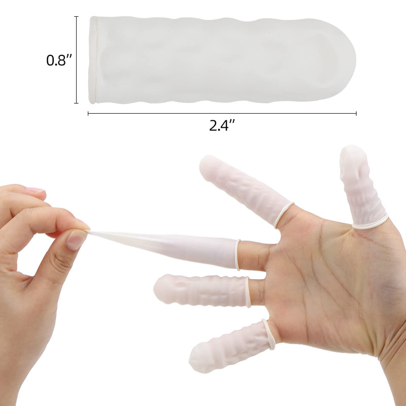[Australia] - 300 Pcs Latex Finger Cots Medium Latex Finger Cots White Disposable Latex Finger Cots Rubber for Injured Finger,Cracked Finger,Sports(White) 