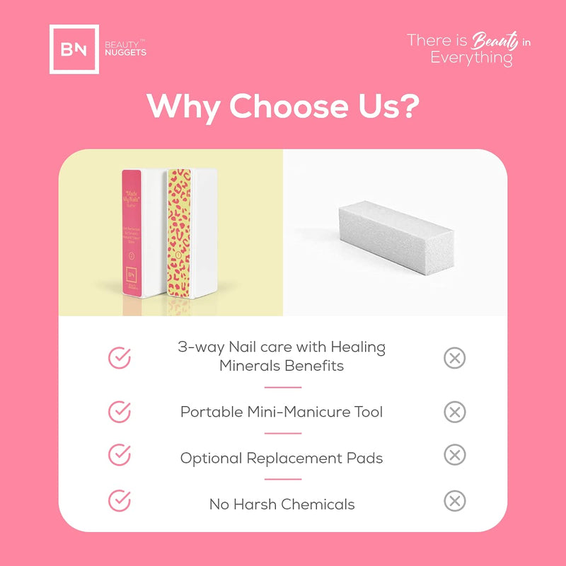 [Australia] - Beauty Nuggets Made My Nails Buffer, Ultimate Shine 3 Way Nail Buffing Block with Professional Nail File 120/180 Grit-Perfect All in One Manicure Tool for Smooth, Shiny, Twinkling Nails Nail Buffer + Nail file 