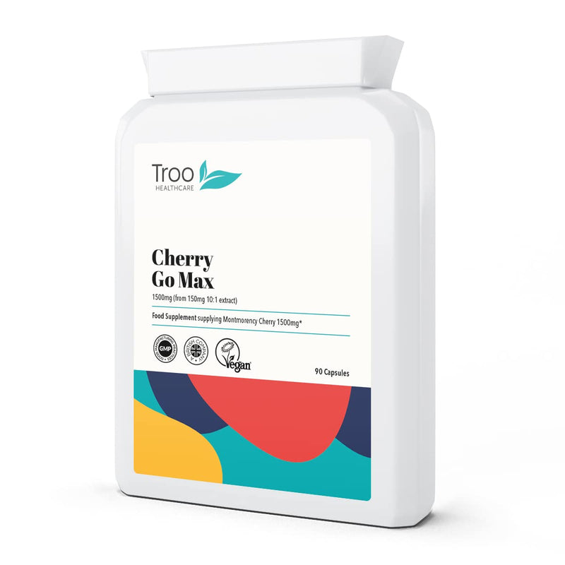 [Australia] - Troo Cherry Go Max Montmorency Cherry 90 Vegan Capsules 3000mg Per Serving - High Strength Freeze Dried Sour Cherries Extract - UK Manufactured to GMP Standards 