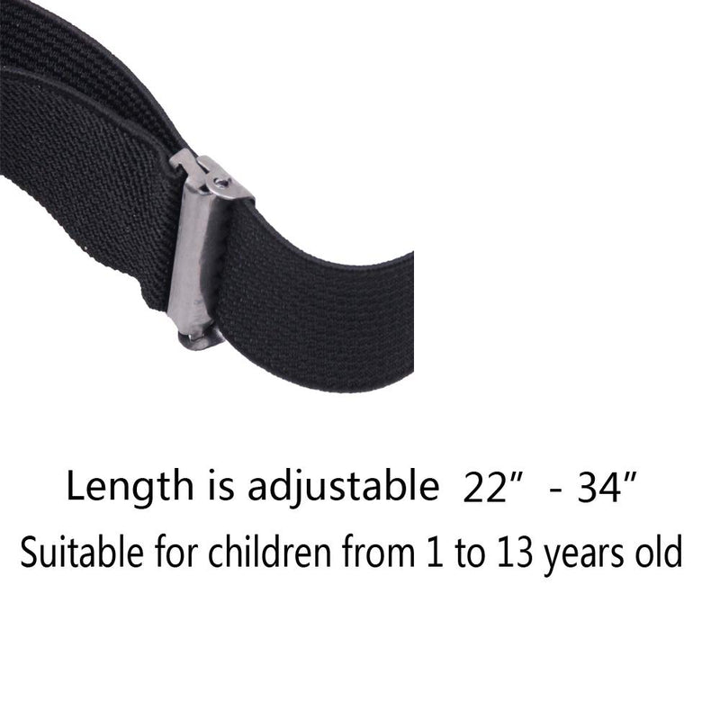 [Australia] - Black Suspenders for Kids Toddler Baby - Metal Clips Adjustable Y Style Design Elastic Classic Accessory Black 