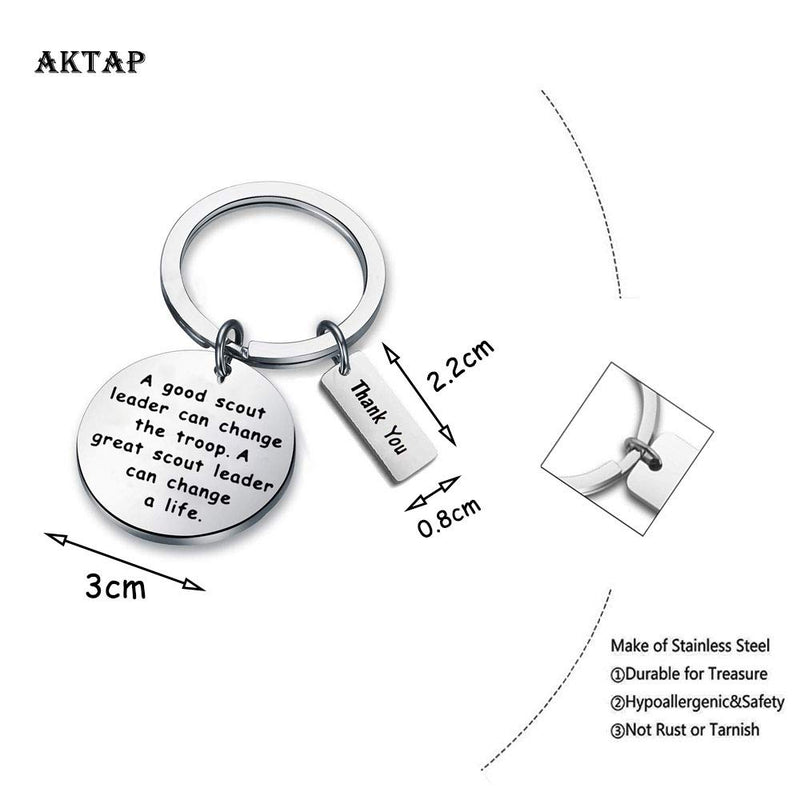 [Australia] - AKTAP Scout Leader Gift Scout Troop Leader Key Chain A Good Scout Leader Can Change The Troop A Great Scout Leader Can Change A Life Scout Leader Master Thank You Gifts Scout Troop Leader Keychain 
