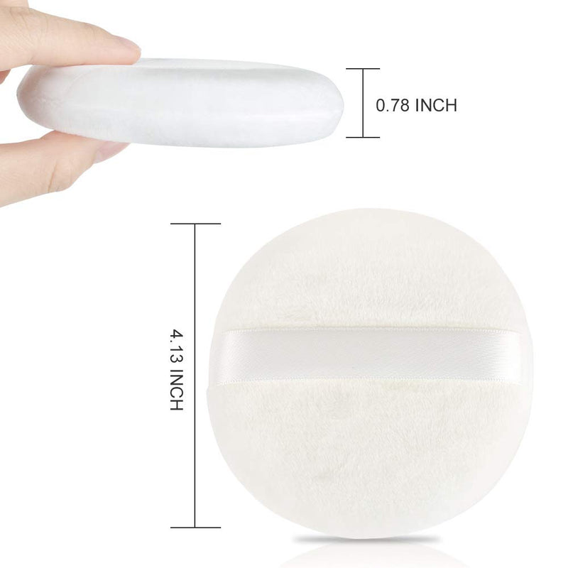 [Australia] - Teenitor 4 Pcs Powder Puff For Body Powder Loose Powder, 4.13 Inch Ultra Soft Large Round Velour Smooth Apply Puff With Ribbon Band Handle 