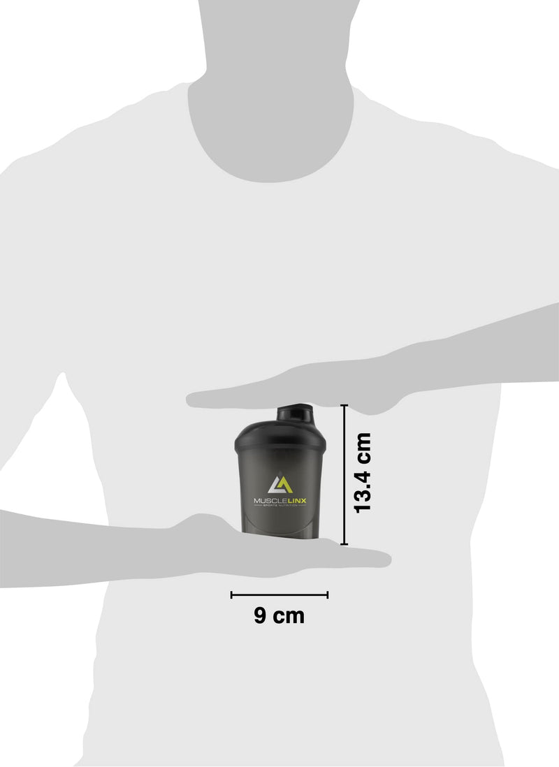 [Australia] - Protein shaker screw top 100% LEAK PROOF drinks bottle 400ml by Musclelinx (Black 400ml) 