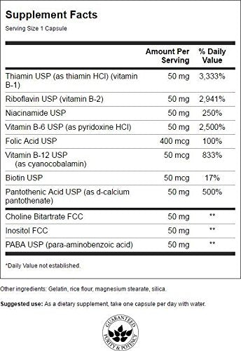 [Australia] - Swanson B-50 B-Complex Vitamins Energy Cardio Stress Metabolism Support 100 Capsules (Caps) 