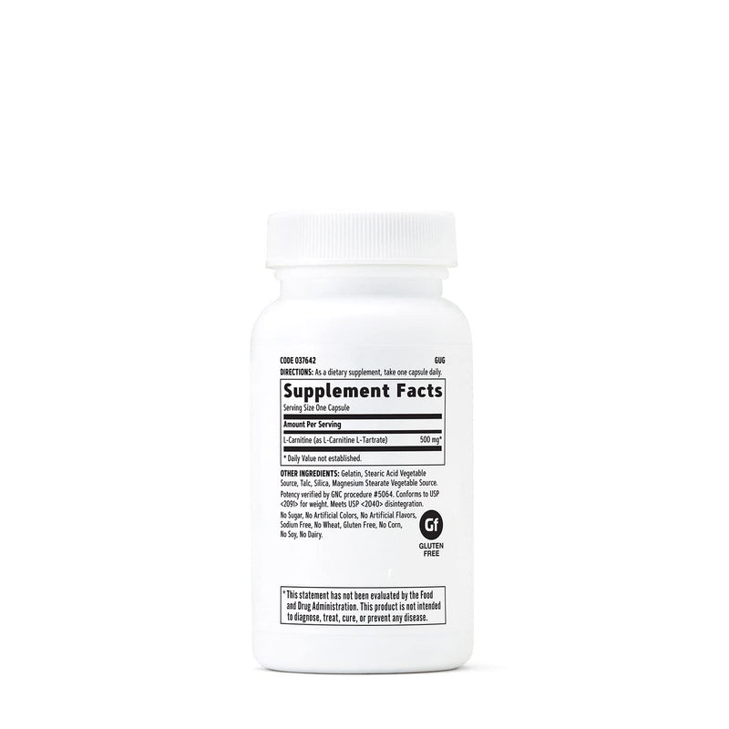 [Australia] - GNC L-Carnitine 500mg, 60 Capsules, Helps Metabolize Long-Chain Fatty Acids 