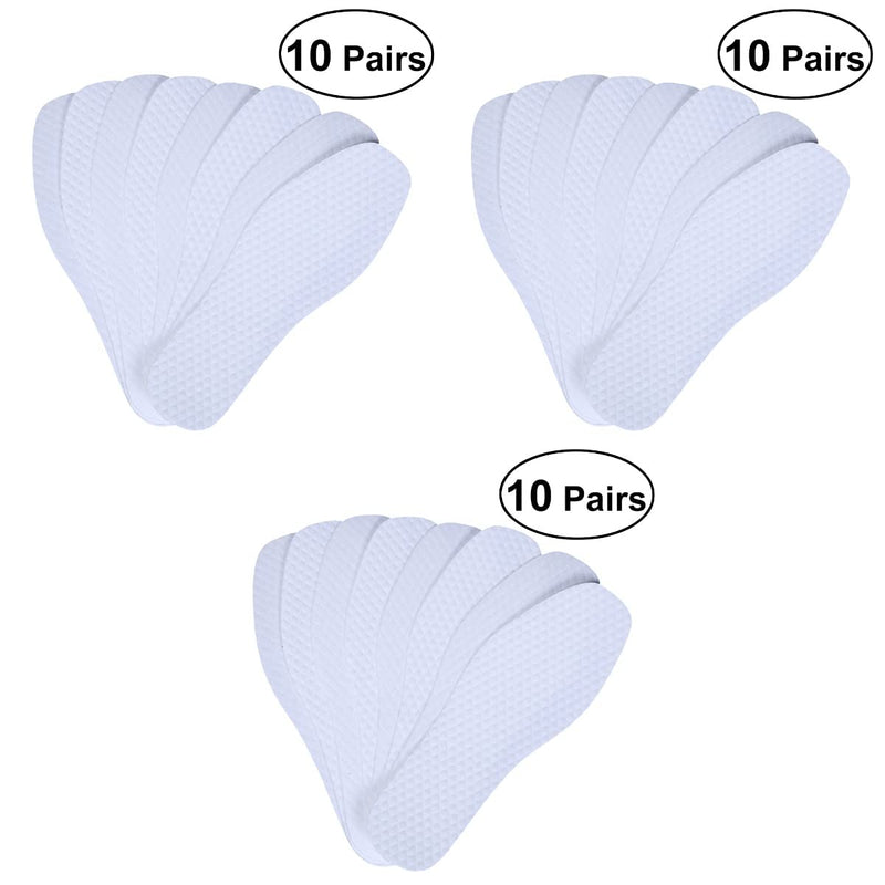 [Australia] - DOITOOL 30 Pairs Disposable Breathable Barefoot Insoles Flat Insole Liner Insert Sports Summer Foot Odor Eliminator Insoles Size 45 ( White ) 