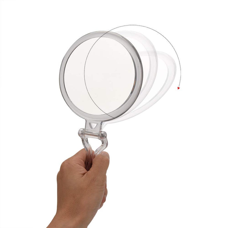 [Australia] - Compact Folding Hand Held Mirror / Tabletop Makeup Mirror with Two Sides of 15X Magnification & True View / 5 Inches Round Travel Mirror 