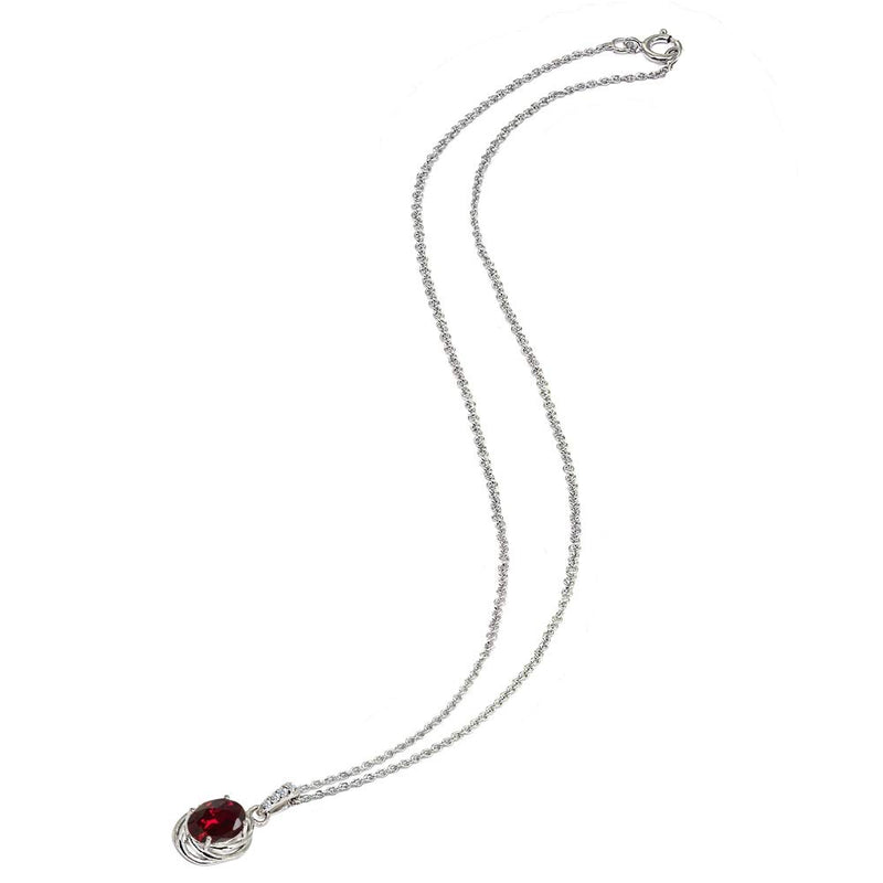 [Australia] - Sterling Silver Genuine or Synthetic Gemstone 8x6mm Oval Love Knot Pendant Necklace Synthetic Ruby 