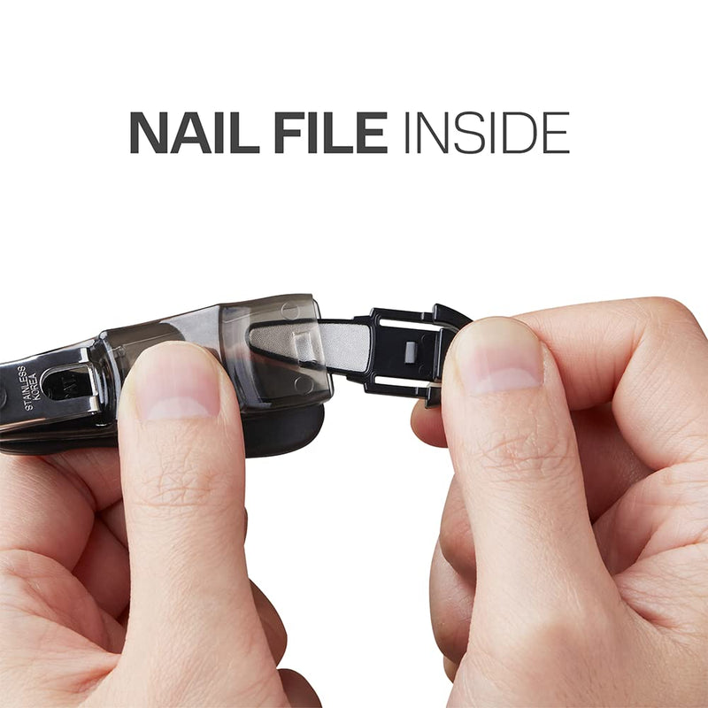[Australia] - Steinder 360 Degree Rotary Nail Clipper, Nail Cutter, Heavy Duty Stainless Steel Fingernail Clipper for Men & Women - Black Slim Black 