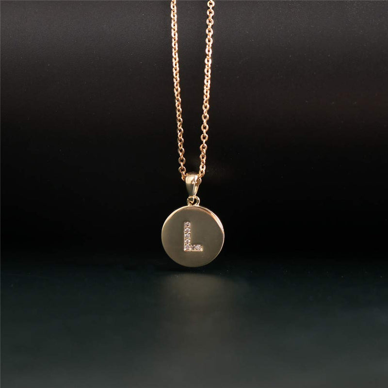 [Australia] - GONGZHU Tiny Letter Necklace for Women Girls 18K Gold Pendant Plated Necklace L 
