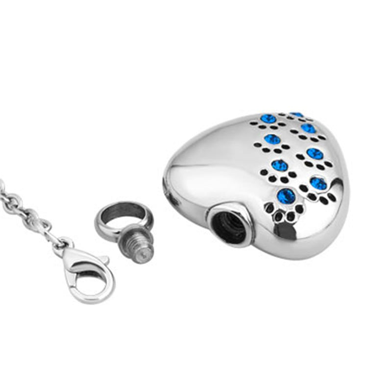 [Australia] - Jesse Ortega Cremation Jewelry Pet Paw Prints Urn Necklace Ashes Keepsake Memorial Stainless Steel Sky Blue 