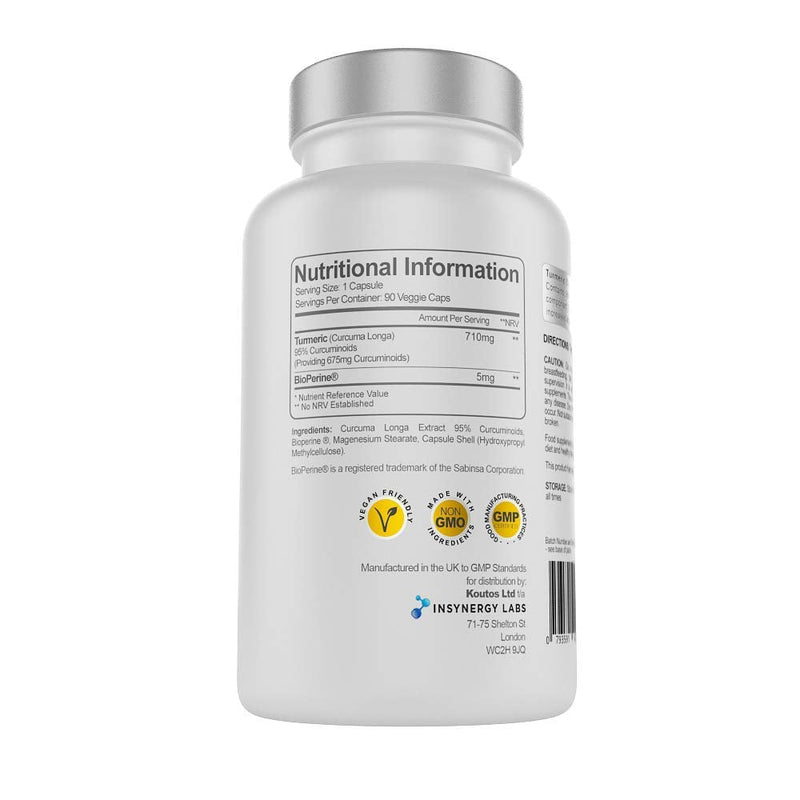 [Australia] - Ultra Premium Pure Turmeric Extract Capsules | Highest Strength in The UK | Pure Turmeric Curcumin Capsules and Black Pepper (Bioperine) | 3 Month Supply Vegan Capsules 