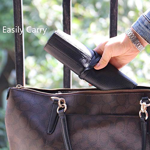 [Australia] - Makeup Brush Holder Organizer Brushes Rolling Case Pouch Holder Cosmetic Bag for Travel Portable Brushes Rolling Bag Brush Storage Pouch Case PU Leather with Belt Strap (Black) Black 