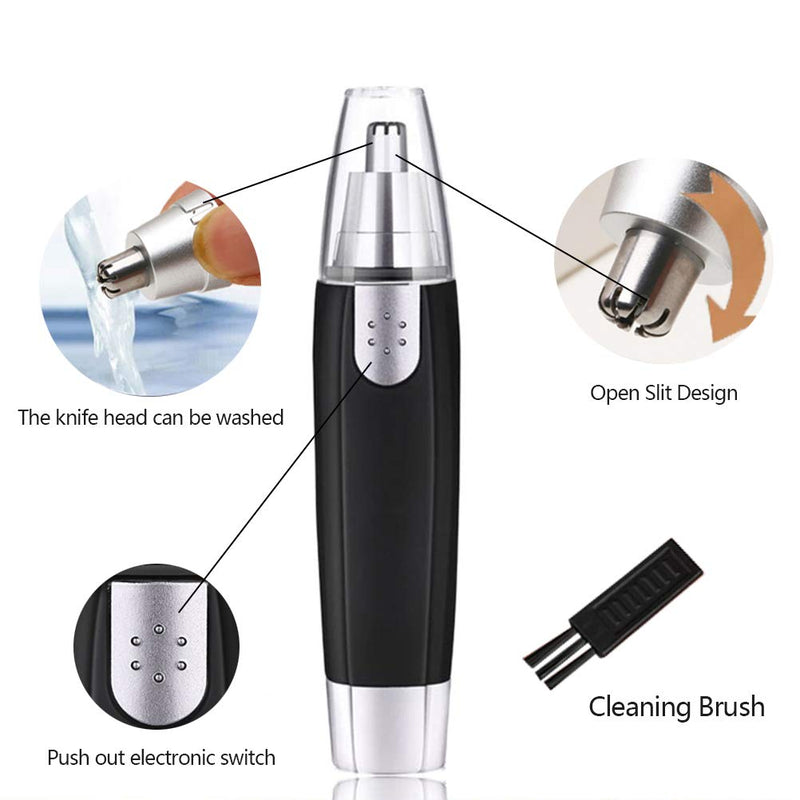 [Australia] - FOCCTS Nose Hair Trimmer, Battery-Operated Ear and Nose Hair Trimmer Clipper Painless Nose Hair Clipper with Stainless Steel Rotation Blades, AA Battery not Included 