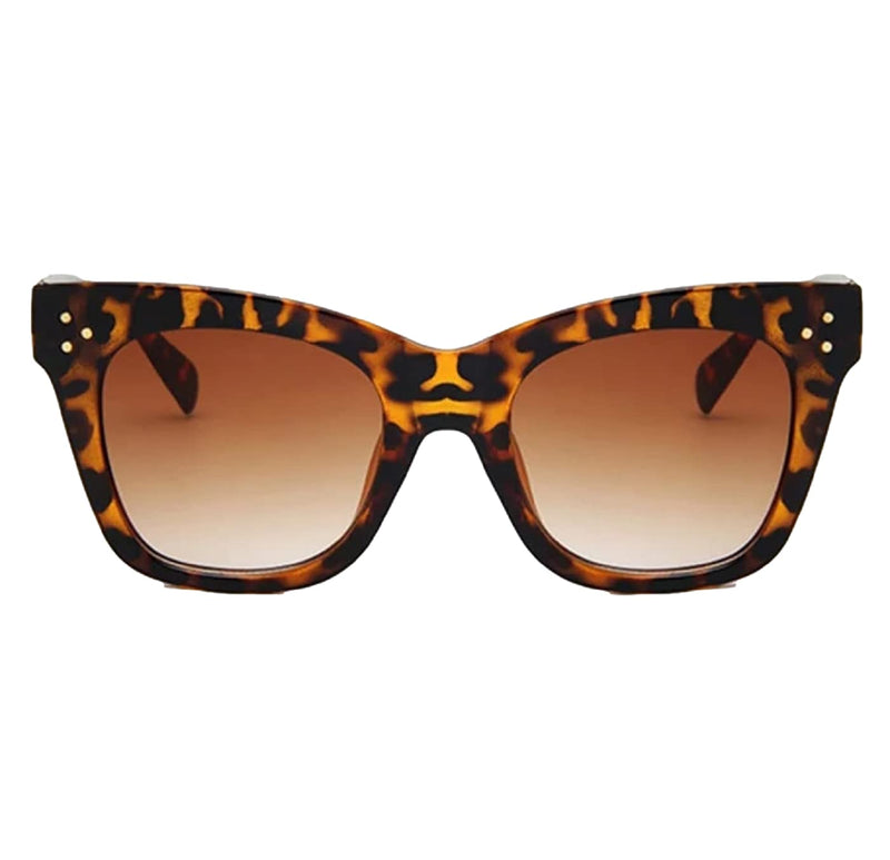 [Australia] - Black Celeb Cat Eye Women Ladies Sunglasses Oversized Retro Vintage Cat Eye Reflective IBIZA UK Leopard 