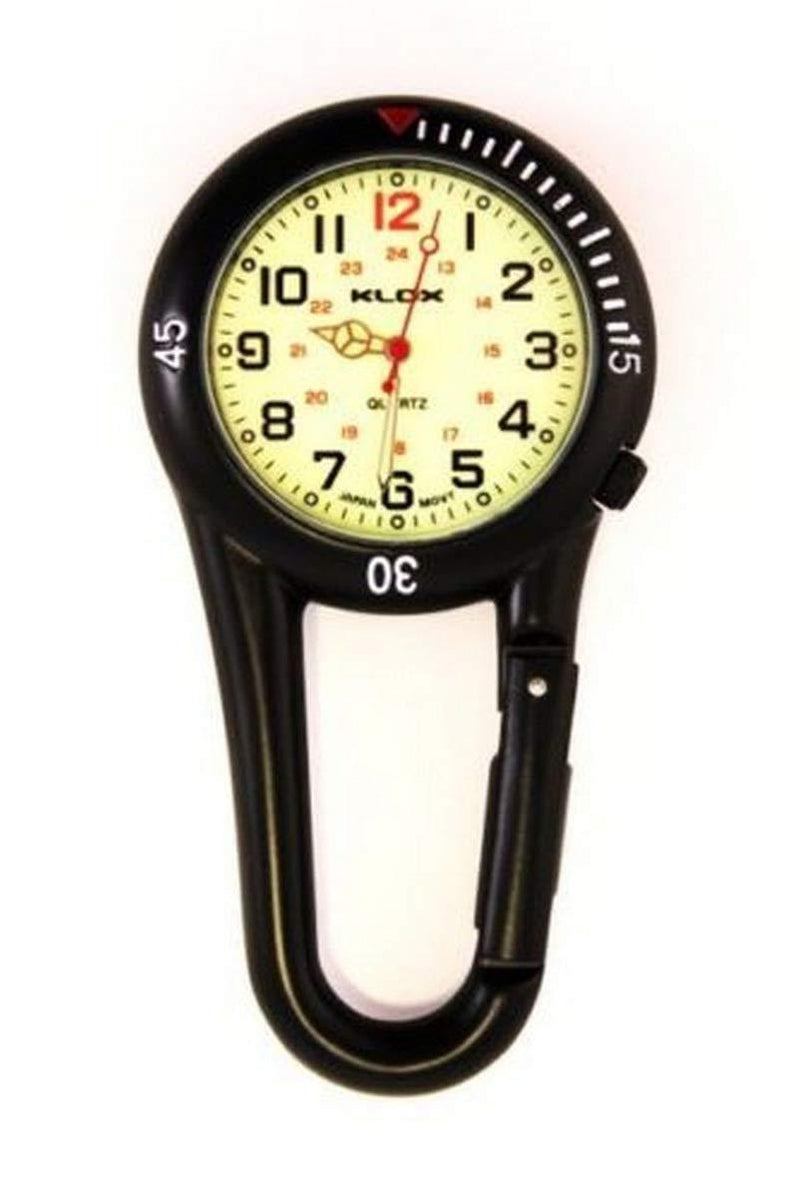[Australia] - Black Clip on Carabiner FOB Watch Luminous Face Ideal for Doctors Nurses Paramedics 