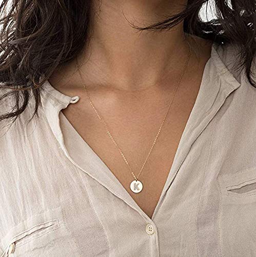 [Australia] - Initial Necklace Dainty Round Disc Letters Alphabet Pendant Necklace 14K Real Gold Plated Personalized Pendant Necklace for Women S 