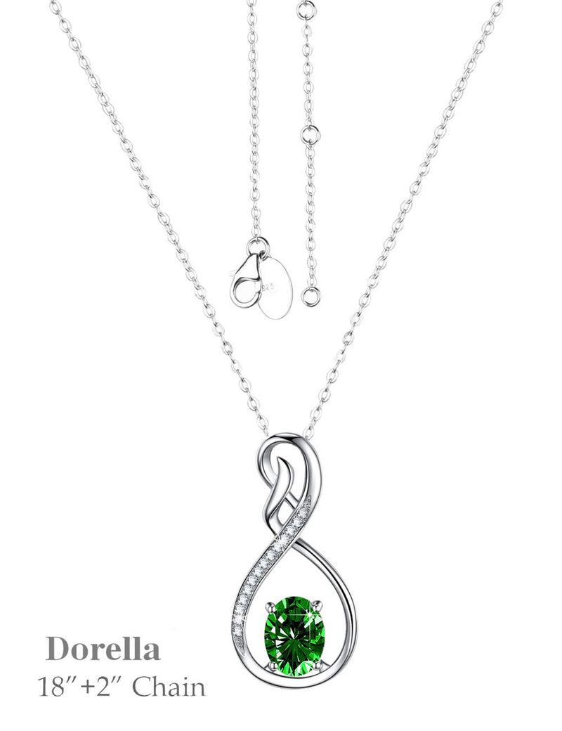 [Australia] - Green Emerald Necklace for Women Teen Girls Birthday Gifts Endless Love Jewelry for Wife Mom Sterling Silver Infinity Jewelry Green Emerald Love Infinity Fine Jewelry 