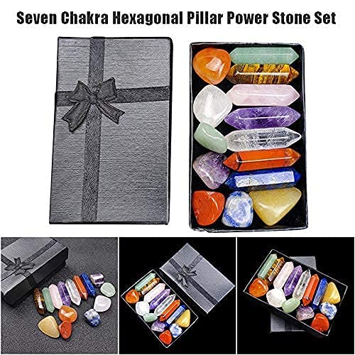 [Australia] - Premium Healing Crystals Kit in Gift Box - 7 Chakra Set Tumbled Stones, 7 Chakra Stone Set Meditation Stone Yoga Amulet With Gift Box 