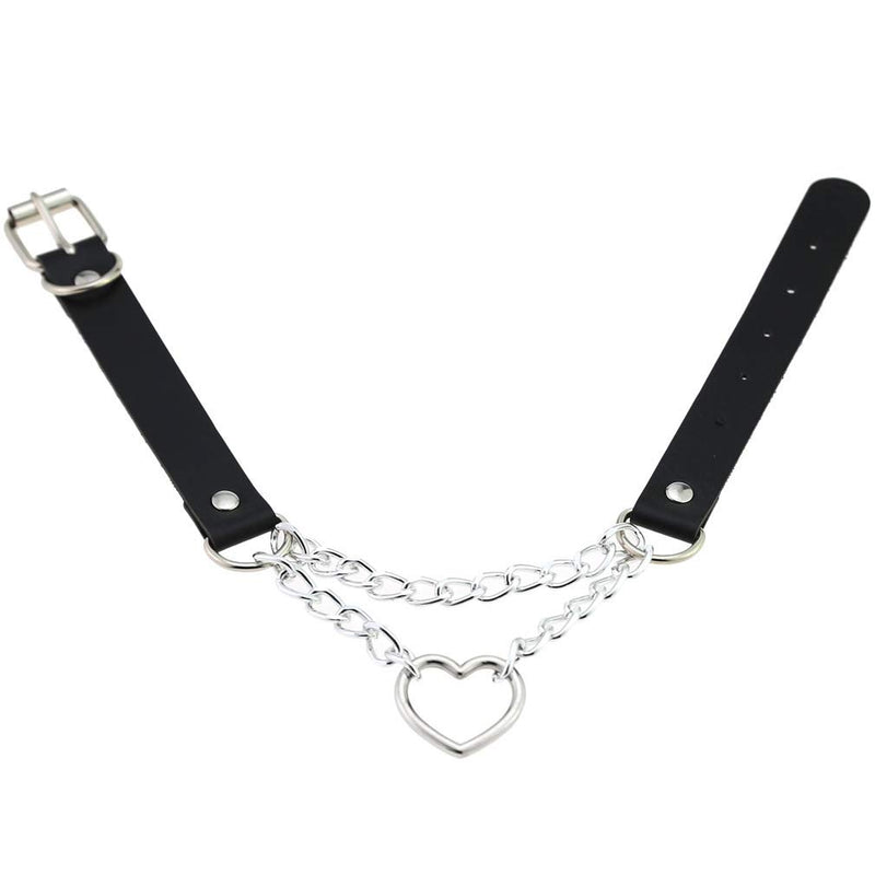 [Australia] - Leather Choker Collar, O-Ring Heart Shape Gothic Punk Rock PU Leather Choker Collar Necklace For Women Girls Pink 