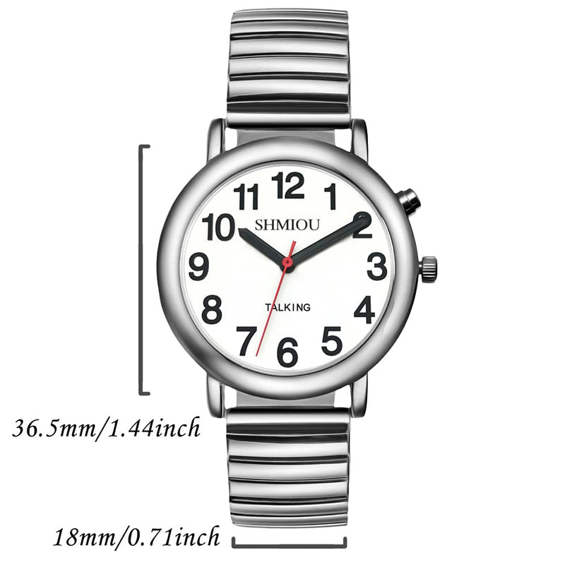 [Australia] - SHMIOU English Talking Watch Unisex for Seniors Visually Impaired Expanding Strap Talking Watches for The Blind Men Women for Bracelet Quartz Analog Voice with Alarm Clock Date Speaking 