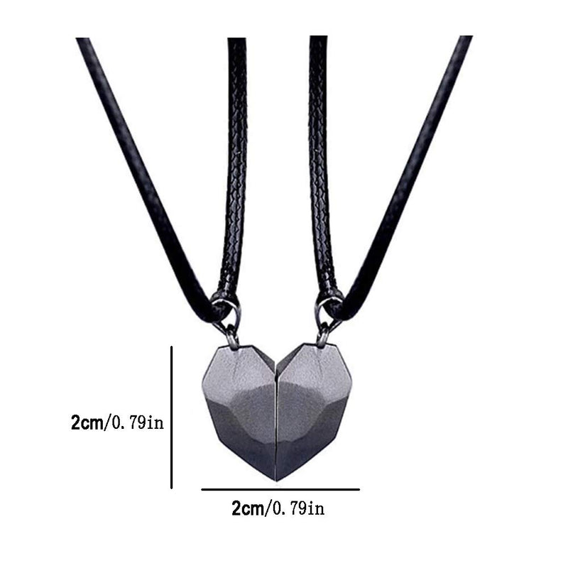 [Australia] - LEGENSTAR Two Souls One Heart Pendant Necklaces for Couple,Wishing Stone Creative Magnet Couples Necklace Black+Black 