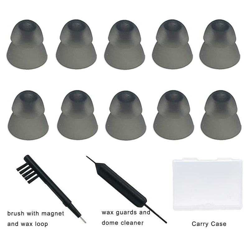 [Australia] - Smokey Hearing Aid Power Domes Close Domes Ear Tips for Resound Sure Fit Style RIC RITE and Open Fit BTE Hearing Amplifier with Cleaning Tools Brush Cleaner and Carry Case (Smokey, Small) Smokey 