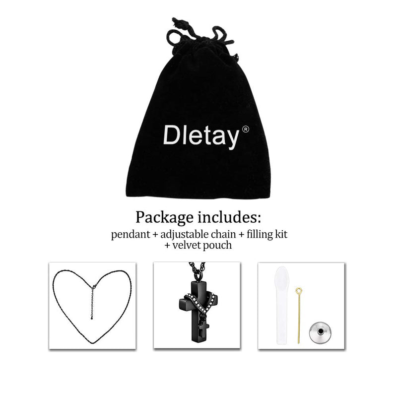 [Australia] - Dletay Cremation Jewelry for Ashes Memorial Ashes Keepsakes Necklace Urn Necklace with Filling Kit Black 