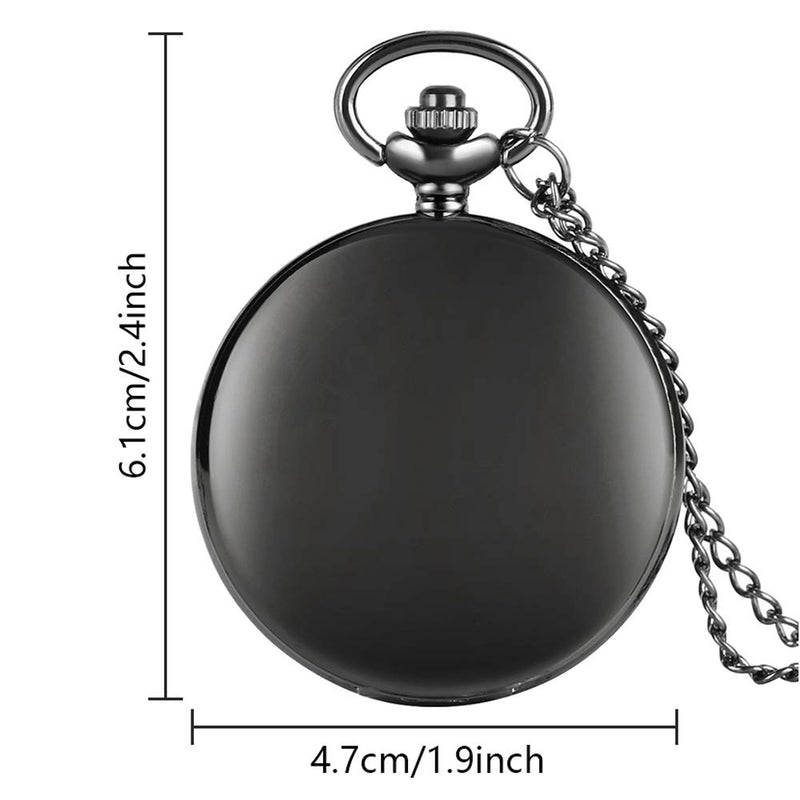 [Australia] - Set of 2 Classic Pocket Watch with Chain for Men and Women Black Black 