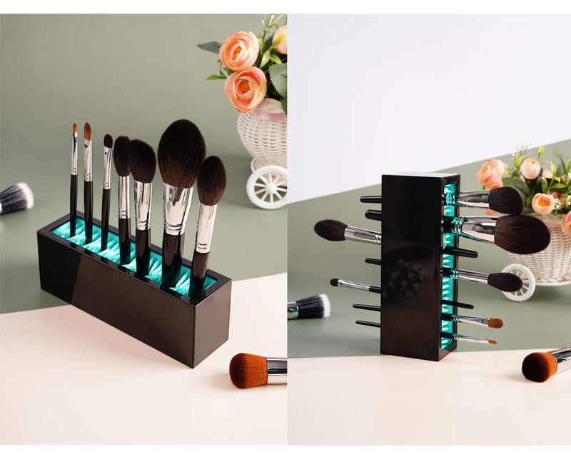 [Australia] - Makeup Brushes Holder Organizer, Silicone Vanity Air Drying Rack Display Storage for Brush, Eyeliners and More, Practical Cosmetic Tools Container by Jamend Clxp.(Blue-Black) black 