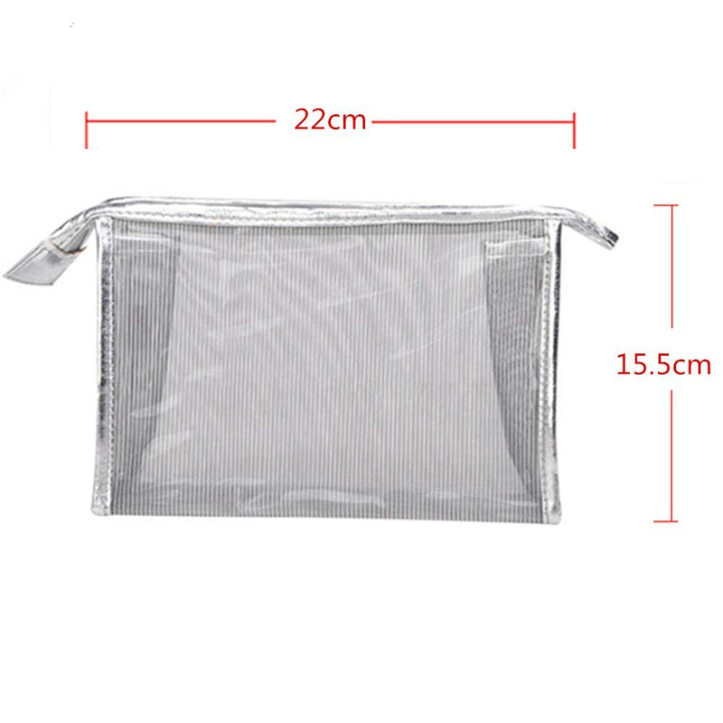 [Australia] - SiyuXinyi cosmetic bag - storage bag bag - nylon mesh cosmetic bag, cosmetic storage bag with zipper closure, water-resistant transparent solid reinforced PVC mesh plastic - (gray) 