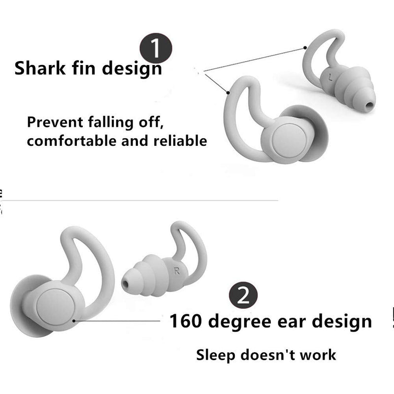 [Australia] - Reusable Safe Silicone High Fidelity Earplug, for Sleeping (Reduce 40dB), Swimming, Studying, Concerts, Noise Cancelling and Hearing Protection (Gray) 