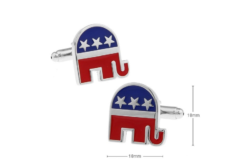 [Australia] - MRCUFF Republican Elephant Pair of Cufflinks in a Presentation Gift Box & Polishing Cloth 