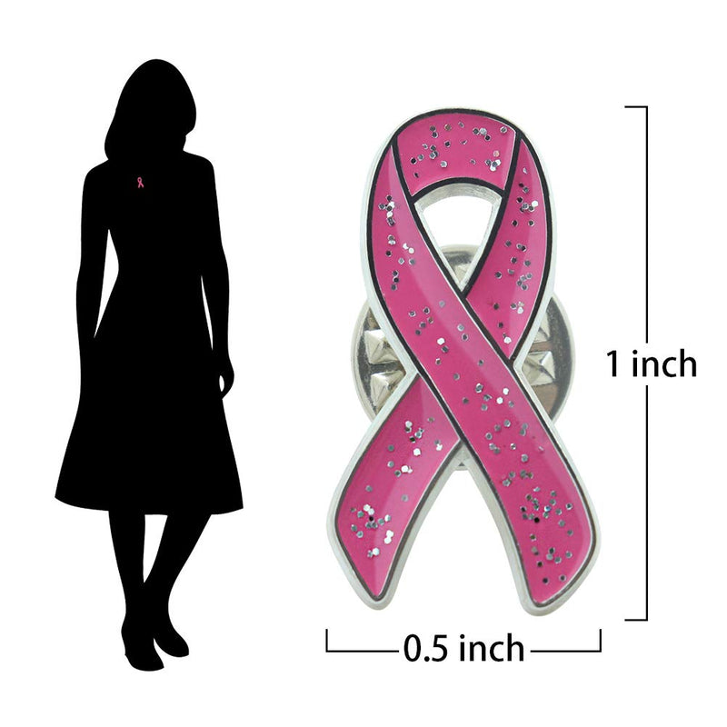 [Australia] - Masonicbuy 10 Pack Pink Ribbon Breast Cancer Awareness Lapel Pin with Glitter Filled Two Styles Bundle Color 1 