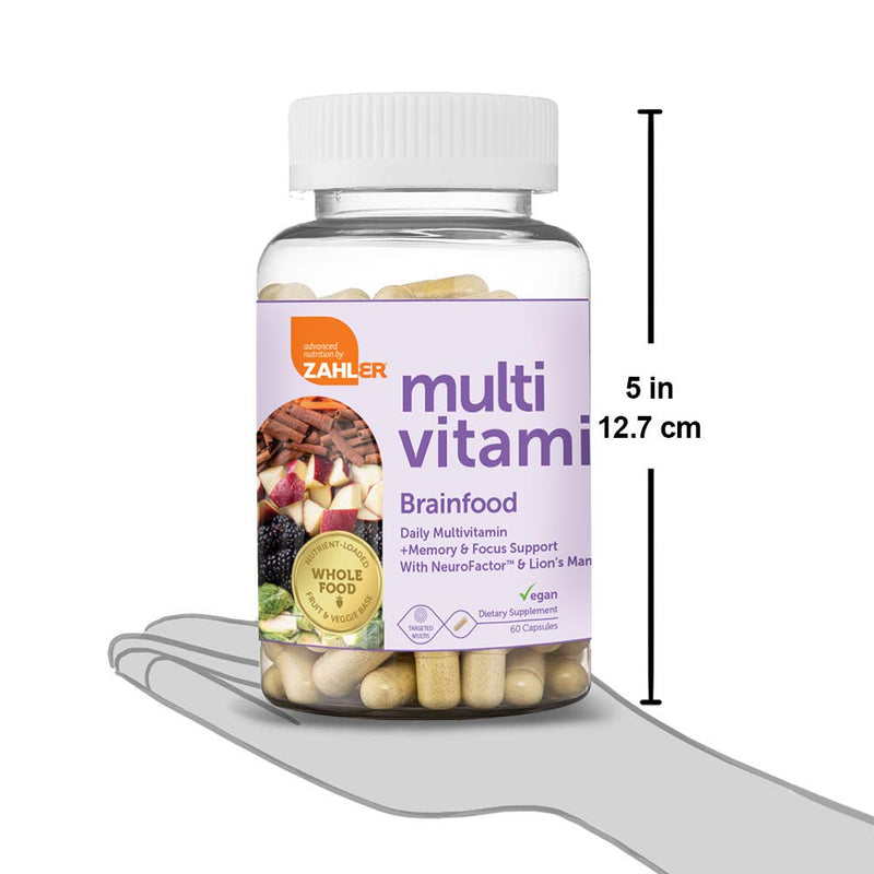 [Australia] - Multivitamin Brainfood, Daily Multivitamin +Memory and Focus Support, Multivitamin for Men and Women with Iron, Certified Kosher, 60 Capsules 
