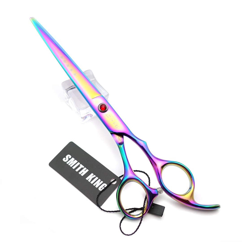 [Australia] - 7.0 inch hair scissors set Hair cutting scissors & thinning scissors with razor combs in 1 set (Rainbow) 