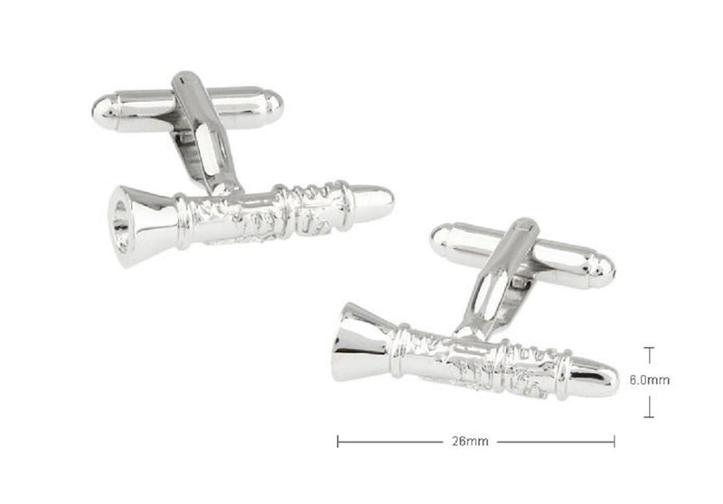 [Australia] - MRCUFF Presentation Gift Box Clarinet Music Instrument Pair Cufflinks & Polishing Cloth 