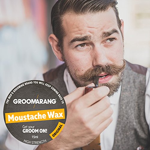 [Australia] - Groomarang Moustache & Beard Wax 15ml | Extra Strong Hold Styling Wax to Shape and Nourish Your Moustache and Beard | All-Natural, Organic, Cruelty Free | Gifts for Him 