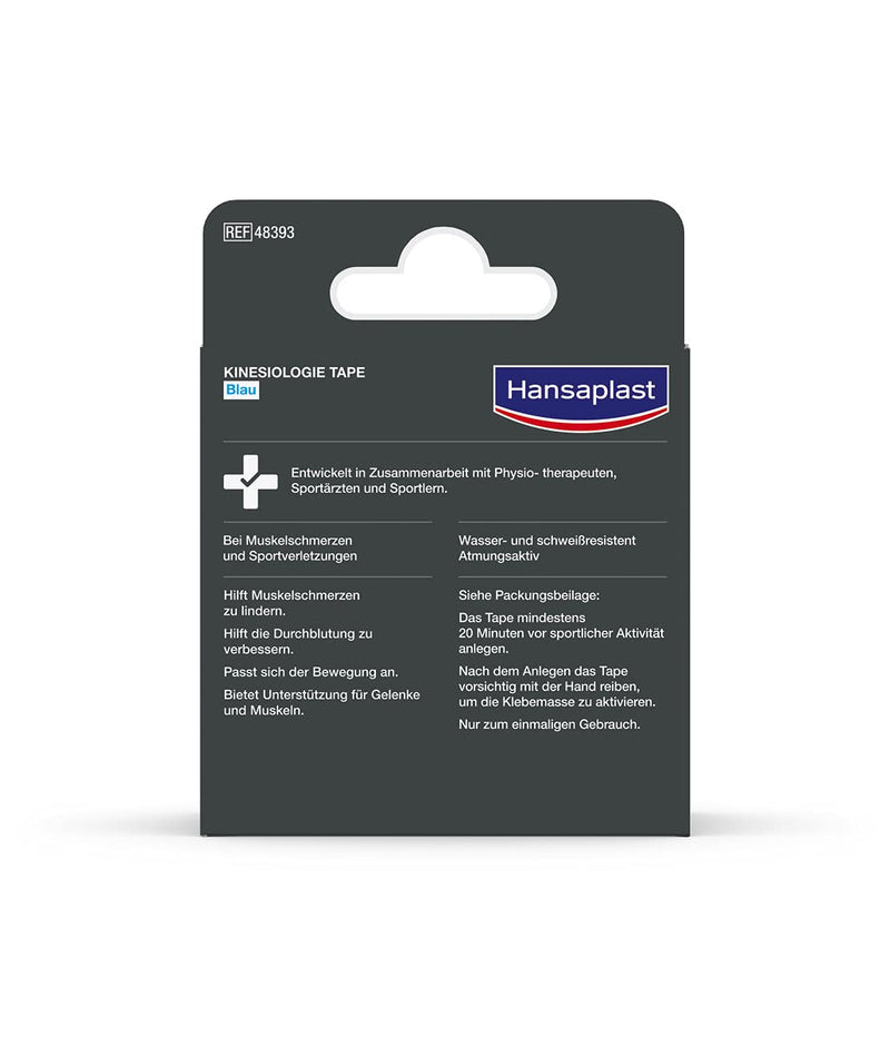 [Australia] - Hansaplast Kinesiology Tape, Waterproof Sports Tape Relieves Muscle Pain and Promotes Circulation, Tape Provides Support for Joints and Muscles, 1 Roll, Blue 