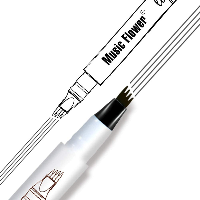 [Australia] - Liquid Eyebrow Pen, Music Flower Tattoo Brow Microblading Pencil with a Micro-Fork Tip Applicator, Fine Sketch Durable Waterproof (Black) Black 