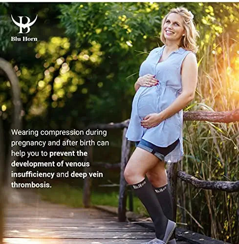 [Australia] - BLU HORN Knee High Compression Socks for Women and Men 20-30 mmHg - Everyday Use Improves Blood Circulation, Relieves Pain & Swelling XX-Large Black 