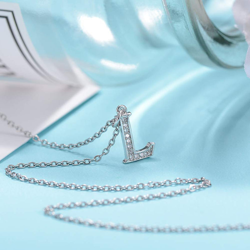 [Australia] - Jeka Initial Necklaces Tiny Letter Alphabet Pendant Simulated Diamond Platinum Plated Necklaces Gift for Women Girls 18inch L - Love You More than I Can Say 