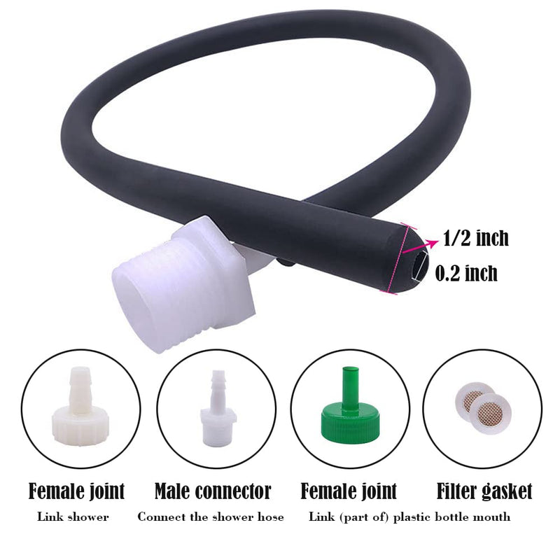 [Australia] - 20 inches Silicone Nozzle Enema Attachment Reusable Douche Black Hose Nozzle 