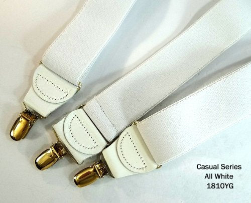 [Australia] - Hold-Ups Y-back All White Casual Series 1 1/2" wide with Patented No-slip Gold Clips 