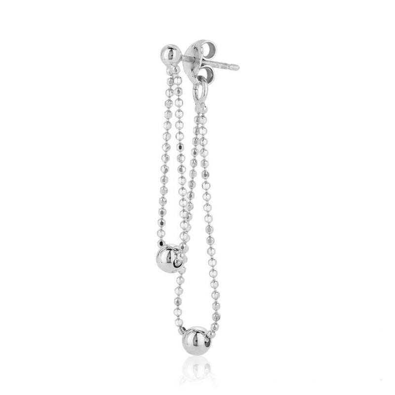 [Australia] - Vanbelle Rhodium Plated 925 Dangling Sterling Silver Ball Drop Front & Back Earrings for Women and Girls 