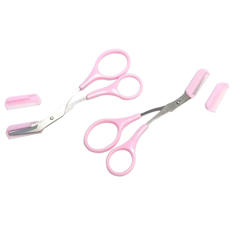 [Australia] - Portable Stainless Steel Eyebrow Trimmer Scissors Combs Eyebrow Scissors Comb Women Girl Eyebrow Removal Tools (2Pcs) 