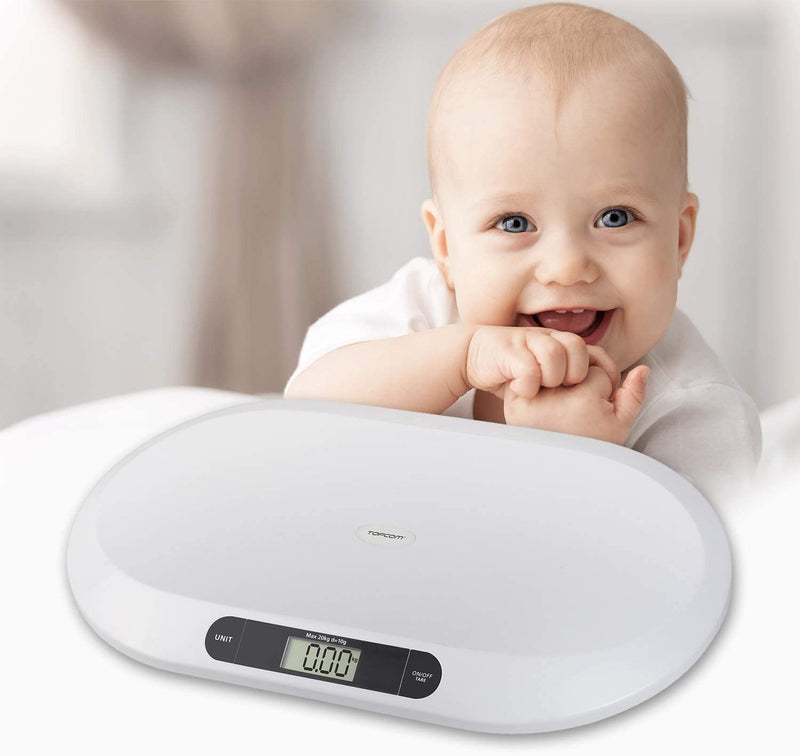[Australia] - Marco Paul 20kg Electronic Baby Weighing Scales Infant Pet Bathroom Toddler Body Digital Scale for Babies or Small Animals Battery Operated White Multi-Function Baby Scale Monitor Health Growth 
