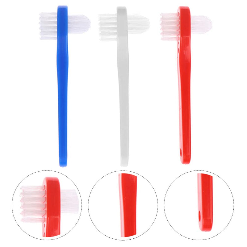 [Australia] - Healeved Denture Brush Dual Head 3pcs Small Hard Denture Cleaner Toothbrush False Teeth Cleaning Brush for Denture Care 