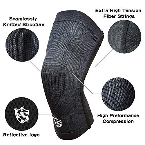 [Australia] - Vital Salveo-Best Recovery Compression Knee Support Sleeve for Man and Women Germanium Knee Brace for Running, Basketball, Hiking, Gym, Workout, Sports (1 Pair)-Large Large 