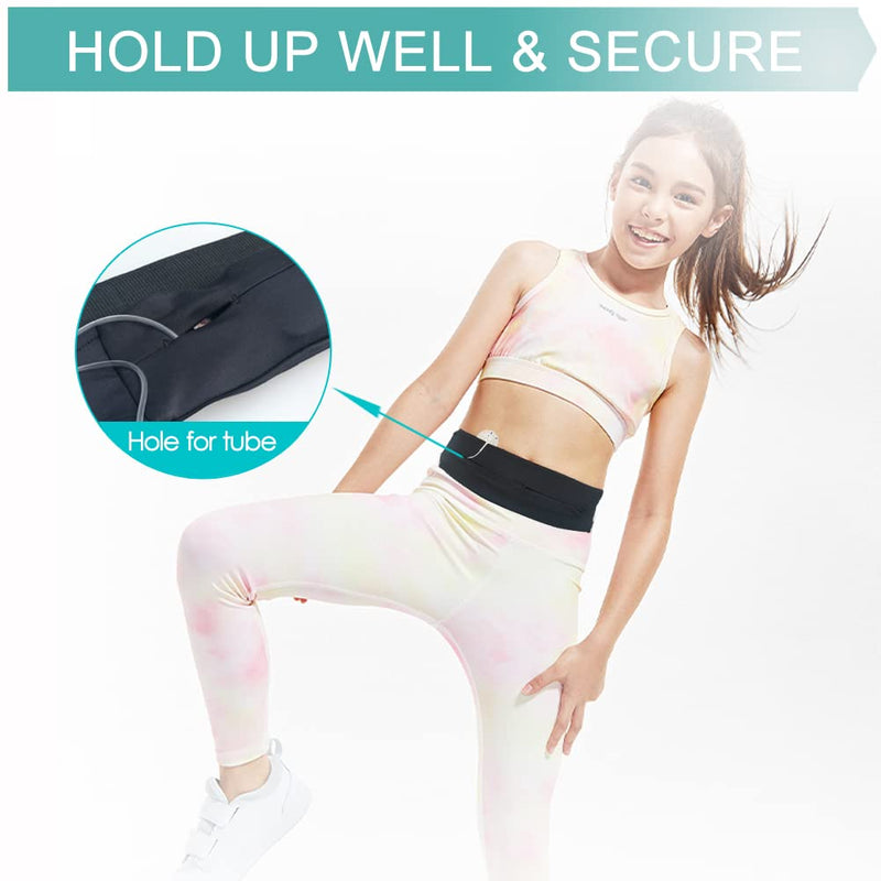 [Australia] - Comfortable Kids Insulin Pump Holder Belt Active T1D Diabetic Pouch for Epipen No Bounce Fanny Pack Bands Medical Accessories Adjustable Fit 20"-30" Waist Hook N Loop Black 